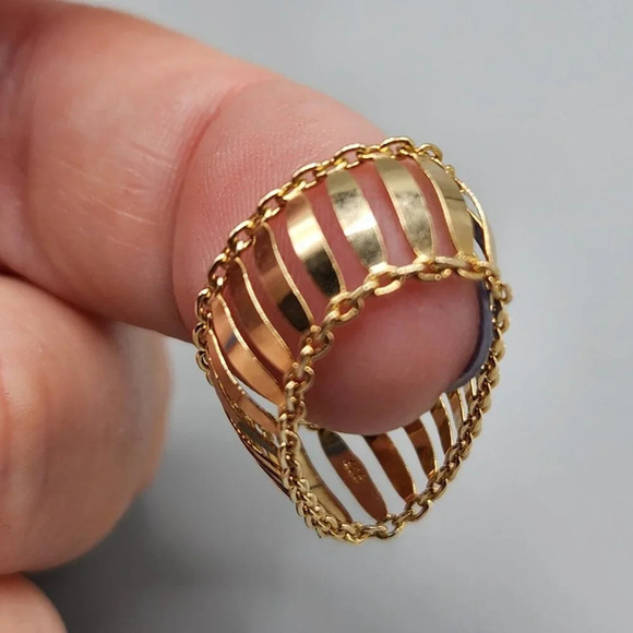 Sterling Silver Gold Plated Ladder  Rings Size 8 - Picture 8 of 8